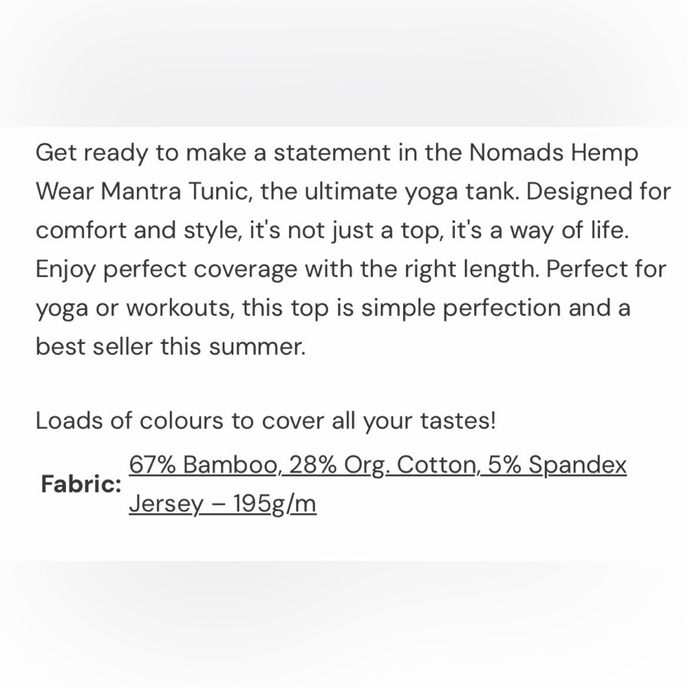 Nomads Hempwear Mantra Tunic Bamboo Organic Cotton Small - Picture 6 of 6